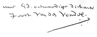 Vers + handtekening Joost van de Vondel